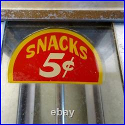 Vintage Coin Op Vending Snacks 5 Cent Machine, Sun, Cast-Glass 14
