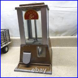 Vintage Coin Op Vending Snacks 5 Cent Machine, Sun, Cast-Glass 14