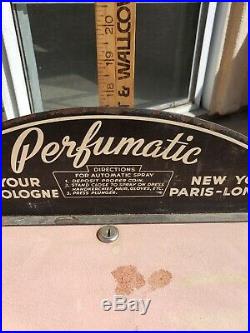 Vintage Coin Op Vending machine Perfume PERFUMATIC 1950s 50s sign advertising