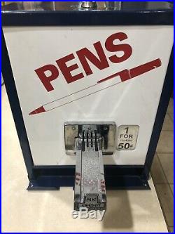 Vintage Coin Operated 25 Cents Pencil Pen Paper Vending Machine Original withKey