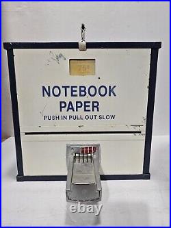 Vintage Coin Operated 75 Cents Notebook Paper Dispenser Vending with Key RARE