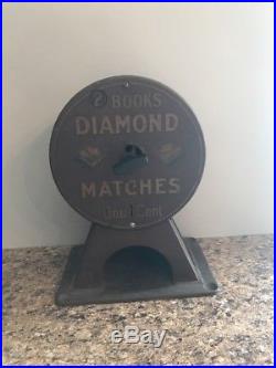 Vintage Coin Operated Diamond Matches Vending Machine Penny Operated Rare