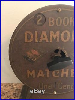 Vintage Coin Operated Diamond Matches Vending Machine Penny Operated Rare