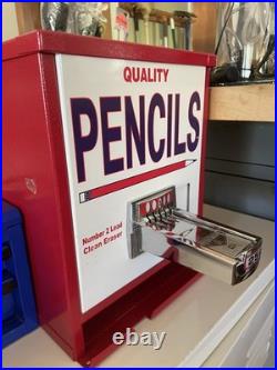 Vintage Coin Operated Pencil Dispenser Machine Quality 25c 1970s AMAZING cond