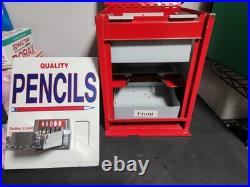 Vintage Coin Operated Pencil Dispenser Machine Quality 25c 1970s with Keys Works