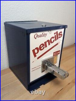 Vintage Coin Operated Quality Pencils Pencil Dispenser Blue