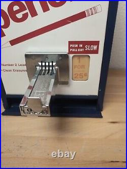 Vintage Coin Operated Quality Pencils Pencil Dispenser Blue