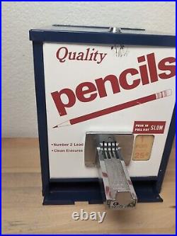 Vintage Coin Operated Quality Pencils Pencil Dispenser Blue