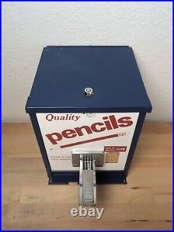 Vintage Coin Operated Quality Pencils Pencil Dispenser Blue