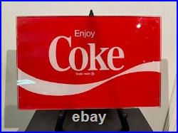 Vintage Coke Coca Cola Vending Machine Glass Panel Sign Vendo Cavalier Nascar