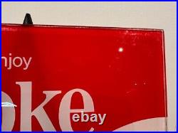Vintage Coke Coca Cola Vending Machine Glass Panel Sign Vendo Cavalier Nascar
