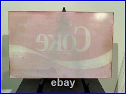 Vintage Coke Coca Cola Vending Machine Glass Panel Sign Vendo Cavalier Nascar