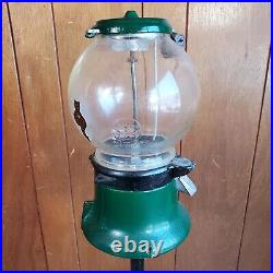 Vintage Columbus Cast Iron & Glass Model M Penny Peanut/Gumball Machine withStand