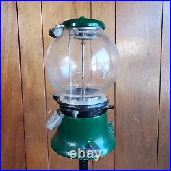 Vintage Columbus Cast Iron & Glass Model M Penny Peanut/Gumball Machine withStand