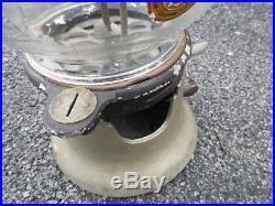 Vintage Columbus Vendor 1 Cent Gumball Vending Machine Barrel Locks Star Globe