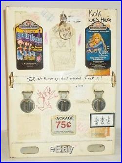 Vintage Condom Machine Triple Coin Operated Graffiti Man Cave Garage Display