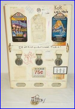Vintage Condom Machine Triple Coin Operated Graffiti Man Cave Garage Display