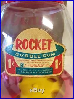 Vintage Curtiss Rocket Penny 1 cent Gumball Vending Machine with Box 1960's NICE