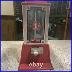 Vintage DEAN 1 Cent Penny Arcade Red Candy Gumball Machine Works