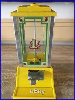 Vintage Dean 1 Cent Penny Yellow Gum Ball Vending Machine Original