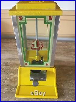 Vintage Dean 1 Cent Penny Yellow Gum Ball Vending Machine Original