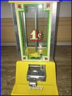 Vintage Dean 1 Cent Penny Yellow Gum Ball Vending Machine Original