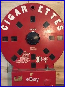 Vintage Dial A Smoke Cigarette Vending Machine Early 30 Cent Red 1940's