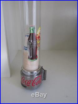 Vintage Dixie Cup Tall Glass Dome Wall Dispenser Coca Cola Metal Original 19