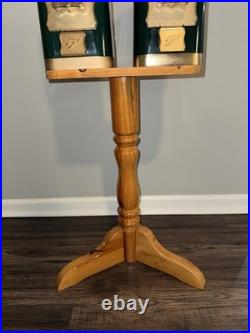 Vintage Double Barrel Wood Stand Gumball Candy Nut Vending Machine Collectable