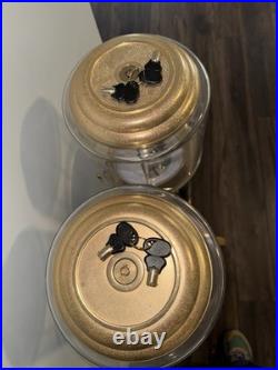 Vintage Double Barrel Wood Stand Gumball Candy Nut Vending Machine Collectable