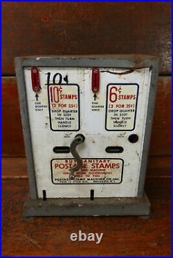 Vintage Double Slot Stamp Vending Machine Brooklyn New York For Parts or Repair