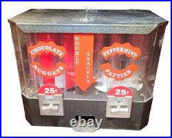 Vintage Double Snacker Candy Vending Machine 25¢ Coin-Op Countertop Display Unit