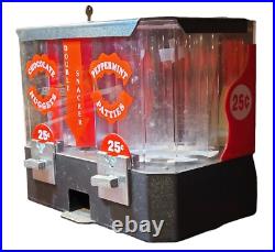 Vintage Double Snacker Candy Vending Machine 25¢ Coin-Op Countertop Display Unit