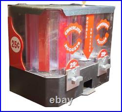 Vintage Double Snacker Candy Vending Machine 25¢ Coin-Op Countertop Display Unit