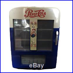 Vintage Drink Pepsi Cola Mini 12 Can Vending Machine Soda Cooler Works Great