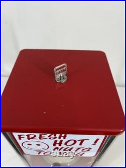 Vintage Electric OAK HOT NUTS Peanut Gumball Machine 25 Cent Coin Operated KEY