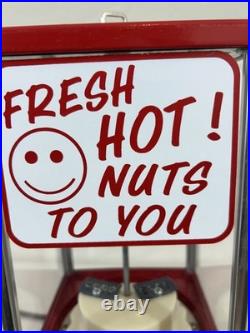 Vintage Electric OAK HOT NUTS Peanut Gumball Machine 25 Cent Coin Operated KEY