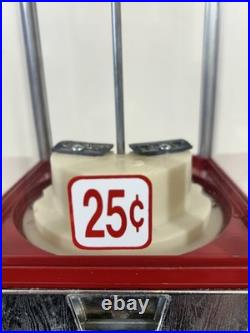 Vintage Electric OAK HOT NUTS Peanut Gumball Machine 25 Cent Coin Operated KEY