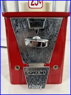 Vintage Electric OAK HOT NUTS Peanut Gumball Machine 25 Cent Coin Operated KEY