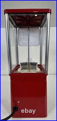 Vintage Electric OAK HOT NUTS Peanut Gumball Machine 25 Cent Coin Operated KEY