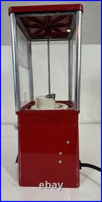 Vintage Electric OAK HOT NUTS Peanut Gumball Machine 25 Cent Coin Operated KEY