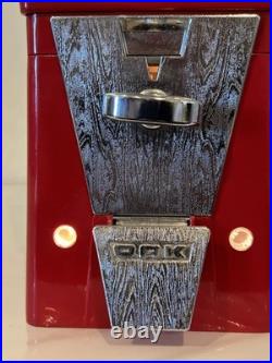Vintage Electric OAK HOT NUTS Peanut Gumball Machine 25 Cent Coin Operated KEY
