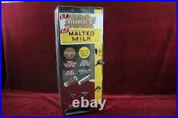 Vintage F&f Malted Milk Vitamin C Vending Machine Coin Op Dispenser With Key