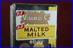Vintage F&f Malted Milk Vitamin C Vending Machine Coin Op Dispenser With Key