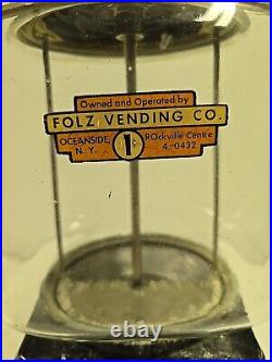 Vintage Folz Vending Oceanside NY Advertising Peanut Penny Machine 1C With Key