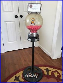 Vintage Ford 10 Cents Gumball Vending Machine W Cast Iron Stand & Key Working