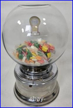 Vintage Ford 1 Cent Glass Globe Chiclet Gumball Machine With Pound Of Chiclets