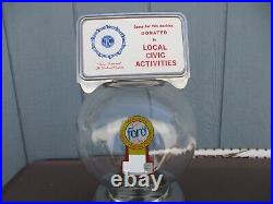 Vintage Ford 1 Cent Gum Ball Machine Stainless Steel Glass Globe #2