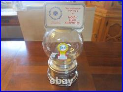 Vintage Ford 1 Cent Gum Ball Machine Stainless Steel Glass Globe Key Club