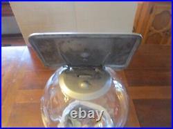 Vintage Ford 1 Cent Gum Ball Machine Stainless Steel Glass Globe Key Club